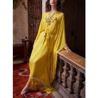 Chic Moroccan Kaftan Dress w/ Embroidery - Elevate Your Style!