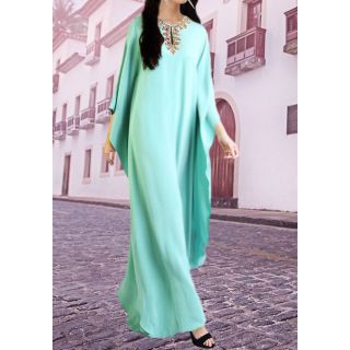 Moroccan Inspired Embroidered Kaftan Dress - Fashion Freedom