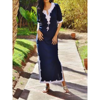 Exquisite Moroccan Kaftan Dress with Detailed Embroidery