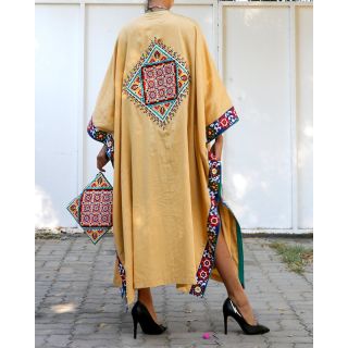 Elegant Moroccan Embroidered Kaftan Dress - Bohemian Chic Style