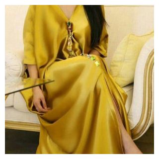 Moroccan Bohemian Kaftan Dress with Intricate Embroidery