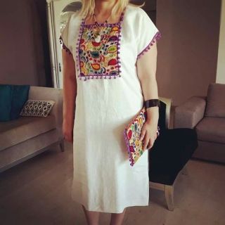 Moroccan Embroidered Kaftan Dress - Bohemian Style