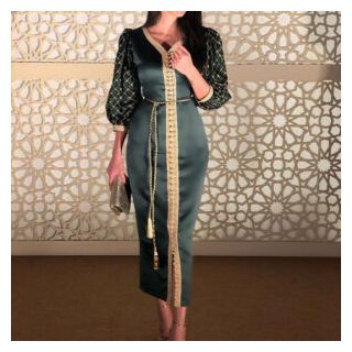 Moroccan Embroidered Kaftan Dress for Bohemian Chic Style