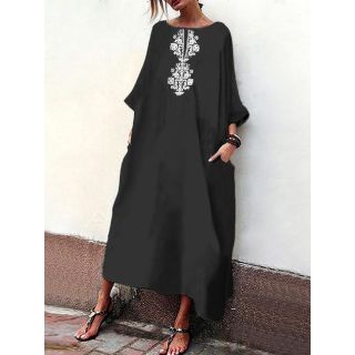 Boho Chic Moroccan Embroidered Kaftan Dress 062