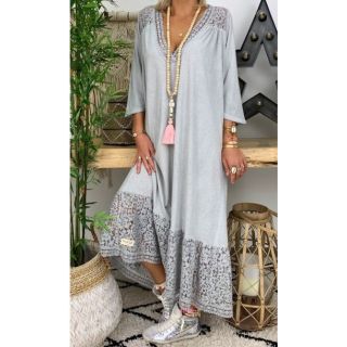 Bohemian Embroidered Moroccan Kaftan Dress 095