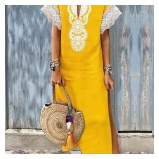 Moroccan Embroidered Kaftan Dress | Bohemian Chic Style