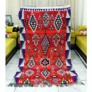 Handwoven Moroccan Red Berber Rug - Premium Wool Tribal Design