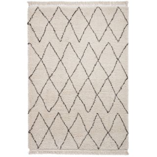 Authentic Moroccan Beni Ourain Wool Rug | Geometric Diamond Pattern | White Background