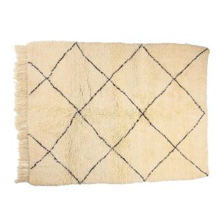 Authentic Moroccan Beni Ourain Wool Rug - Geometric Diamond Pattern