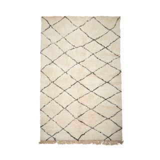 Timeless Moroccan Diamond Pattern Wool Rug - Vintage Charm