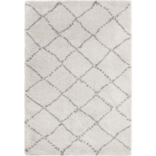 Authentic White Moroccan Beni Ourain Diamond Pattern Wool Rug
