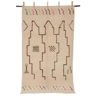 Handmade Moroccan Beni Ourain Geometric Wool Rug