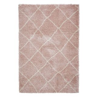 Pink Moroccan Beni Ourain Rug | Geometric Wool Rug