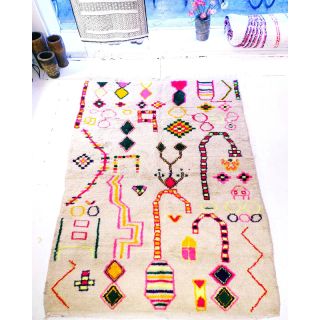 Handwoven Premium Wool Berber 016 Rug - Abstract Modern-Vintage Design