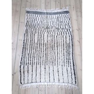 Handwoven Black and White Geometric Berber Wool Rug