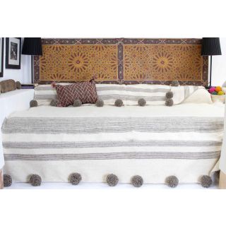 Moroccan Pom Pom Wool Blanket - Handcrafted Luxury Blanket