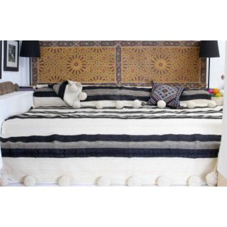 Luxurious Handwoven Moroccan Pom Pom Wool Blanket