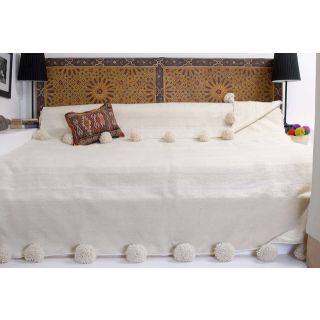 Luxurious Grey Moroccan Pom Pom Blanket