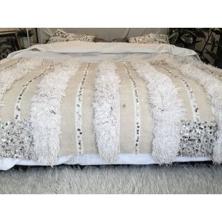 Off White Moroccan Wool Blanket - Handwoven Luxury Blanket