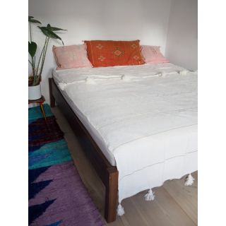 Handwoven Cotton Moroccan Pom Pom Blanket