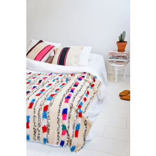 Handwoven Wool Moroccan Blanket | Vibrant Colored Stripes