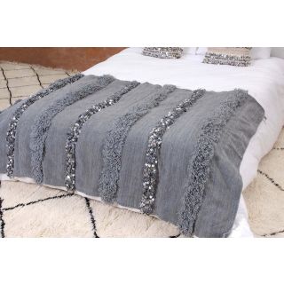 Grey Berber Moroccan Wool Blanket - Handcrafted Cozy Striped Design
