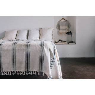 Luxurious Handcrafted Moroccan Pom Pom Cotton Blanket