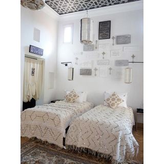 Hand-Loomed Moroccan Wedding Blanket - Natural Bohemian Style