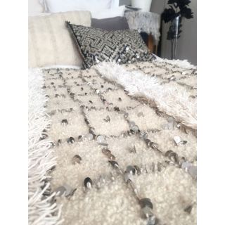 Handwoven Moroccan Cotton Wedding Blanket - Bohemian Decor