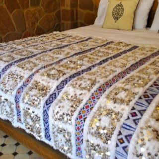 Authentic Moroccan Hand-Woven Wool Striped Blanket