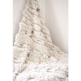 Vintage White Berber Moroccan Wool Blanket - Handcrafted Luxury Blanket