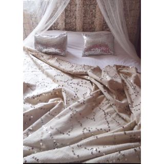Moroccan Glittery Beige Throw Blanket - Handcrafted Woolen Masterpiece