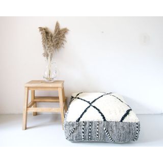 Vintage Moroccan Handmade Carpet Pouf from Berber Cooperatives