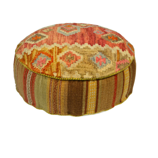 Moroccan Kilim Carpet Pouf - Handmade Vintage Seating