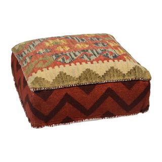 Moroccan Handmade Wool & Cotton Pouf – Southwestern Ikat Design
