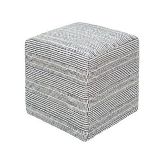 Moroccan Handmade Black and White Striped Carpet Pouf