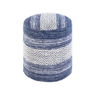 Moroccan Distressed Blue & White Carpet Pouf