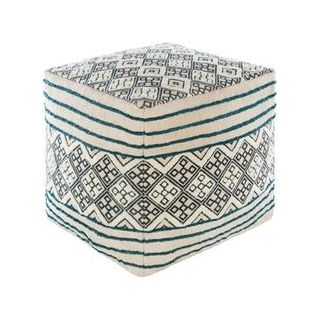 Moroccan Handcrafted Cotton Carpet Pouf - Unique Room Accent