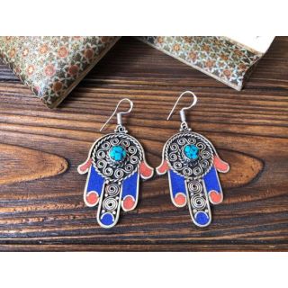 Moroccan Style Geometric Earrings - Handcrafted Unique Design