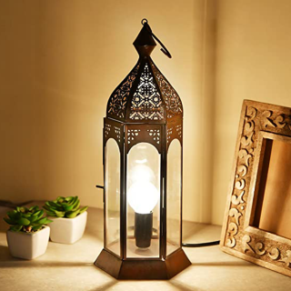 Moroccan Silver Metal Floor Lamp - Elegant Vintage Design