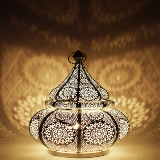 Moroccan Handcrafted Silver Metal Pendant Floor Lamp 168