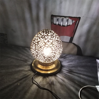 Moroccan Silver Metal Floor Lamp - Handcrafted Vintage Charm