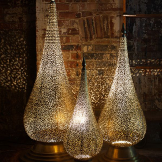 Moroccan Silver Metal Vintage Floor Lamp