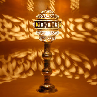Moroccan Silver Metal Handcrafted Pendant Floor Lamp