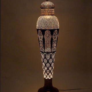 Moroccan Silver Floor Lamp - Vintage Handcrafted Lighting