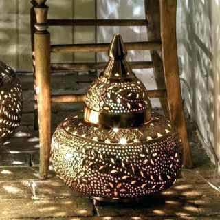 Moroccan Silver Metal Floor Lamp - Vintage Elegance