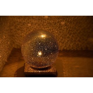 Moroccan Silver Metal Floor Lamp - Vintage Charm and Elegance