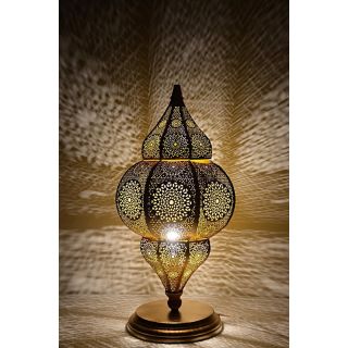Moroccan Silver Metal Floor Lamp - Handcrafted Elegance