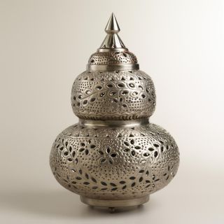 Elegant Moroccan Silver Metal Floor Lamp - Handmade Intricate Design