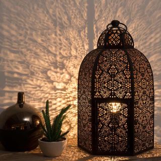Moroccan Silver Metal Floor Lamp - Handmade Vintage Charm